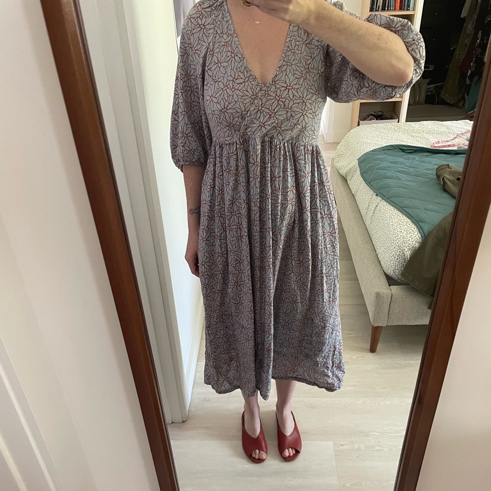 Madewell Gray Puff Sleeve Sundress